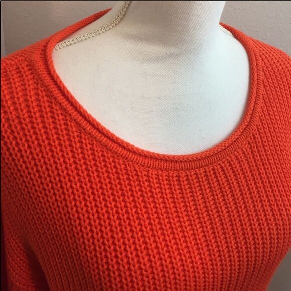 Trina Turk Orange Knit Hi-Lo Sweater - Picture 2 of 7